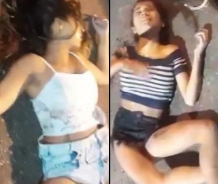 Two Girls on Motorcycle.