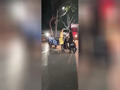 Woman is knocked out with a kick