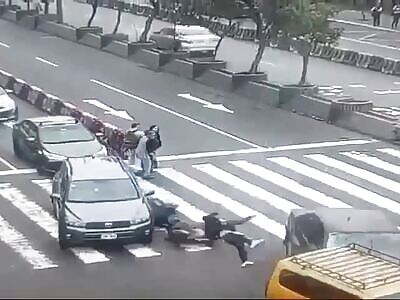 Many people hit by a car