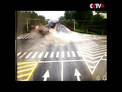 Biker Buried Under Gravel After Getting Hit by Gravel Dump Truck