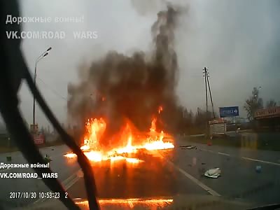 Driver Burnt to Death in Brutal Accident