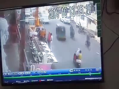 Embroidery Machine Falls on Top of People from 2nd Floor. Skip to 1:10