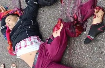 LAST gasps of air for this unlucky motorcyclist 