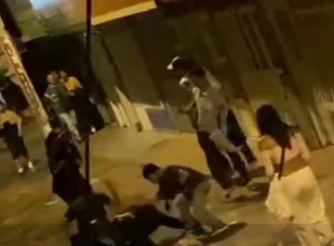 several young people faced each other with knives 