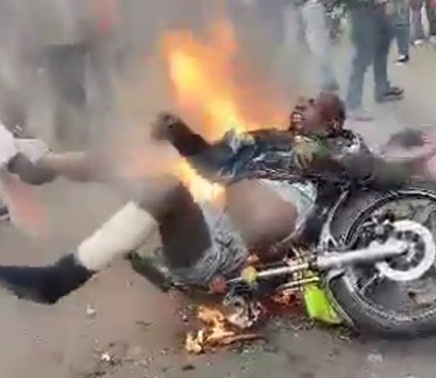 Motorcycle Thieves Set On Fire By Evil Mob