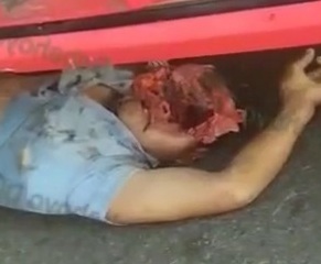 Motorcyclist crashed into running bus and list his face 