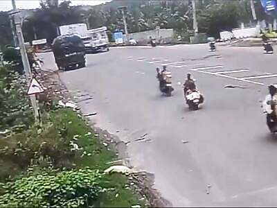 Biker Trio Crash Into Parked Truck