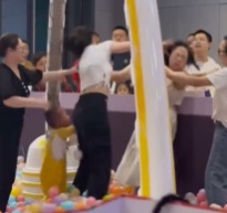 Two Women Fight It Out In The Soft Play Area