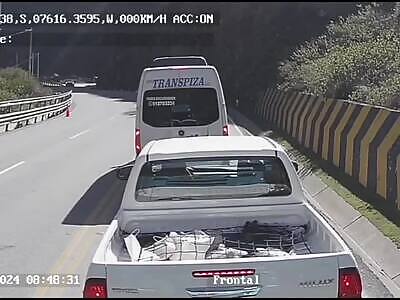 Rock falls off the hill and crushes the truck, killing two