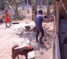 Man tries to stab his ex-partner to death in front of his children 