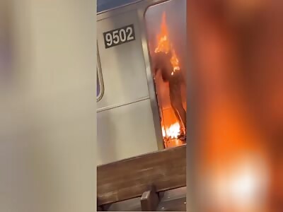 Woman Set Ablaze on NYC Train (Another Angle)