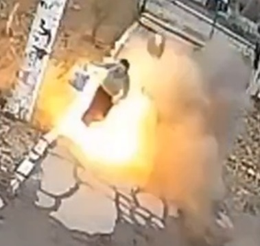 Footage Of A Ukrainian Missile With A Cluster Charge Hitting Civilians