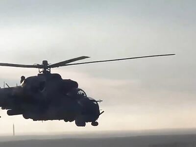 Footage of the work of Mi-24 helicopters on Shahed UAVs