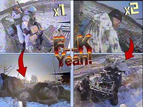 Drone Ambush Rips Open Russkie Quad Bikers x2