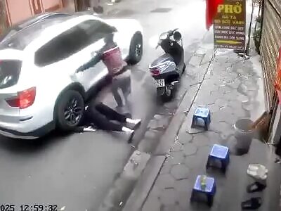Man jump under car. 