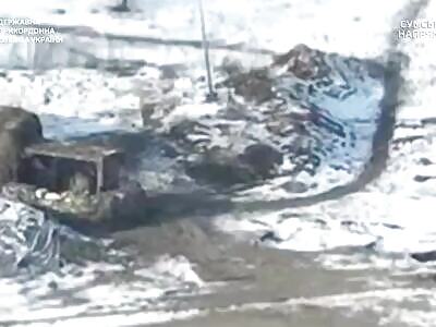 UkrainianBorderGuards hit a group of Russian soldiers inside a shelter