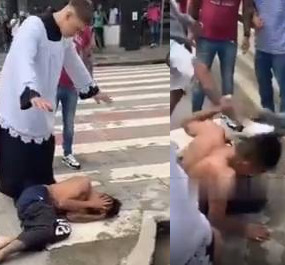 Shopkeepers Beat Thief As Pastor Praying For Him