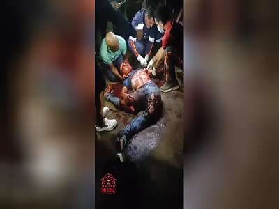 victim in agony of accidental contortion