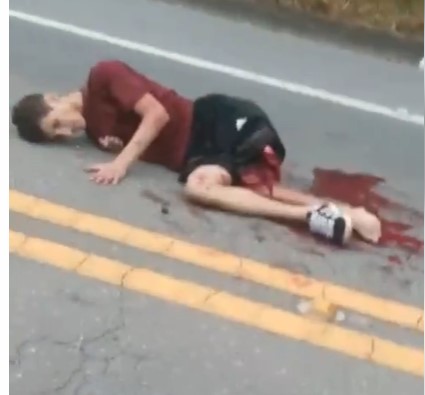 destroyed with its leg collapsed