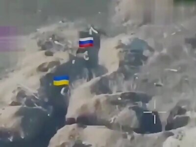 Ukrainian soldier threw his helmet to imitate a grenade.