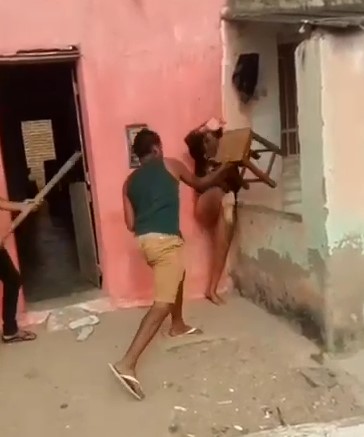 woman cruelly beaten by bench