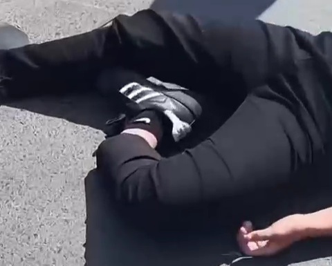 Rwo Chinese man riding moped crashed by female driver 