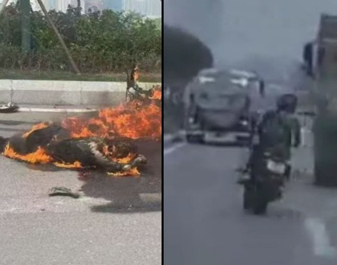 Biker Burned to Death.