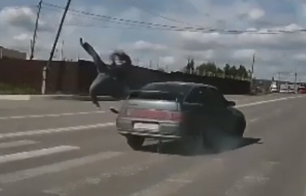 Blonde Chick Hit by Car