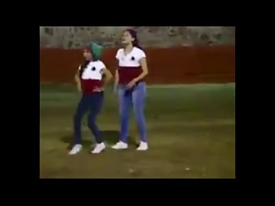 2 Girls instantly regret getting in the ring with a bull