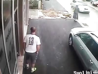 Mary Poppins is saved by her ombrella