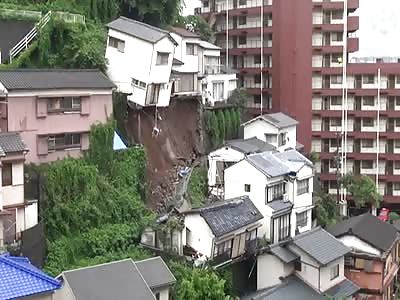 Japanese House Rolls Downhill After A Mudslide