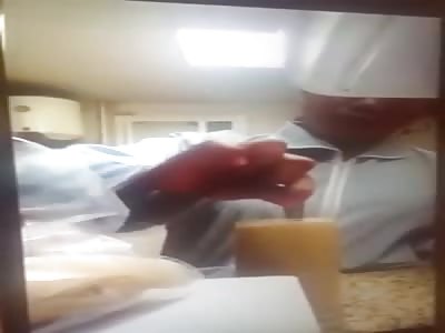 House maid urinating into drinking glass! 