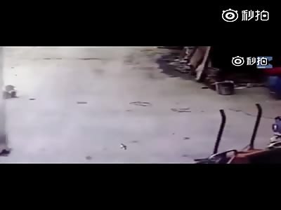 Large truck rolling reversing child