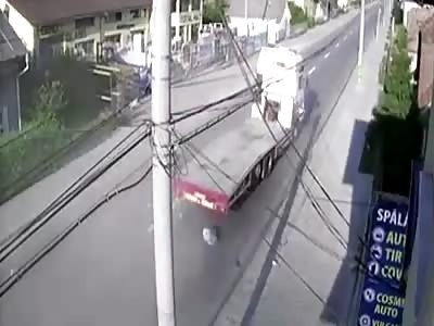 Car obliterated by truck