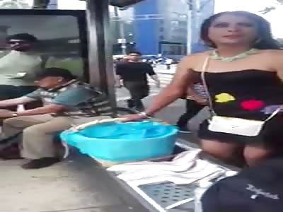 Hot dressed woman tries to make her day