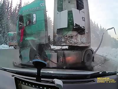 Fatal collision of two trucks