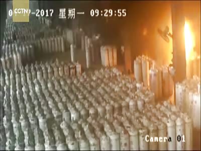 Footage: Gas cylinders explode at facility in east China