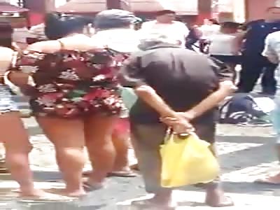 Horny old man in public place