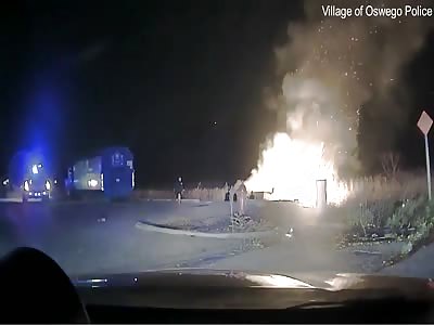 Oswego Police Officers save man from vehicle engulfed in flames