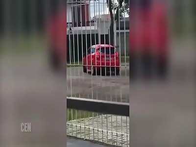 Shocking moment cruel mum 'dumps screaming five-year-old daughter out of car