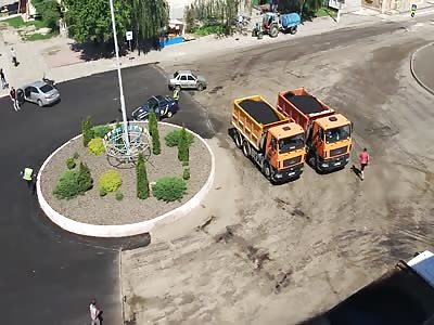 Woman Refuses to Stop for Police in Ukraine 