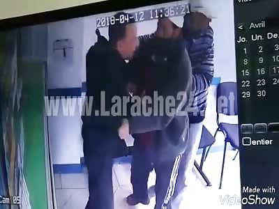 man holding a big knife try to kill his wife