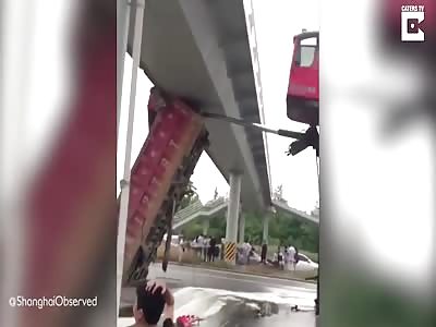 Aftermath Of Truck Getting Stuck Under Bridge