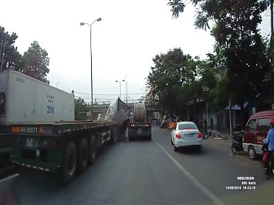 Steel Roll Crumples Semi