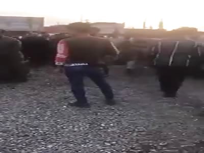 Iraqi army against citizen beating and threatening him with a knife