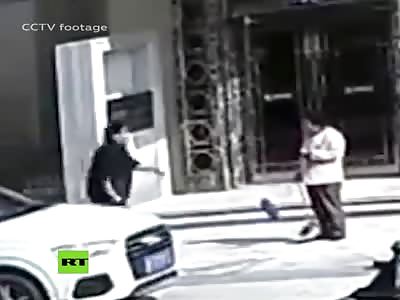 He runs over a old woman and instead of apologizing his wife 