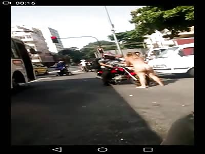 crazy fat ass drugged woman in the street