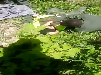 Colombian policeman cry his dead friend