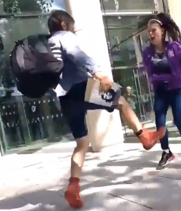 Mad Screwball on a Rampage Kicks Pregnant Girl 