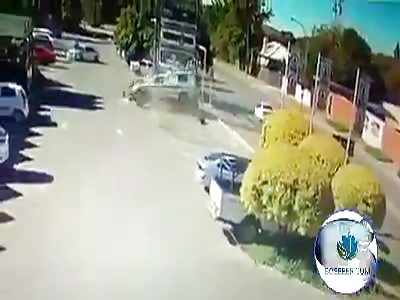 POLICE VEHICLE CRASHED AND HIT TWO PEDESTRIANS.